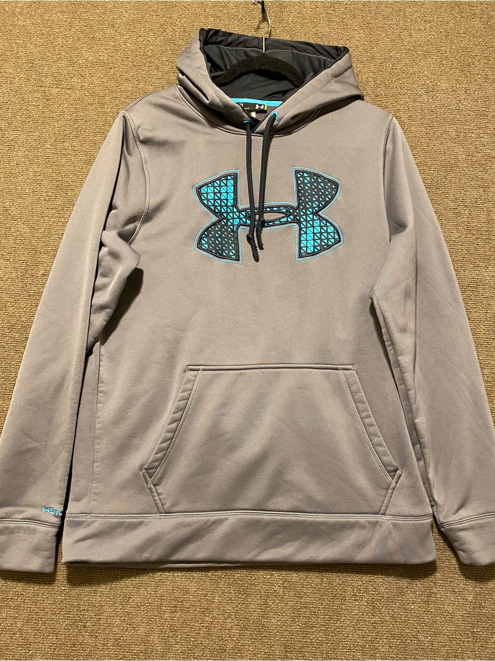 Under Armour Storm Fleece Big Logo Hoodie Grey Teal Blue Men’s MD Loose